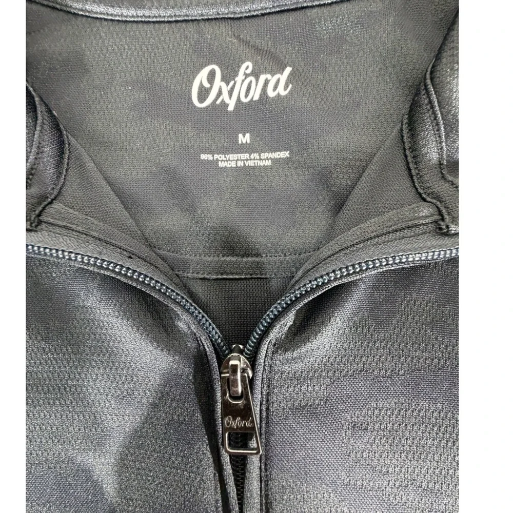 Oxford Mens Black 1/4 Zip Pullover Size Medium Subtle Camo Textured Performance‎